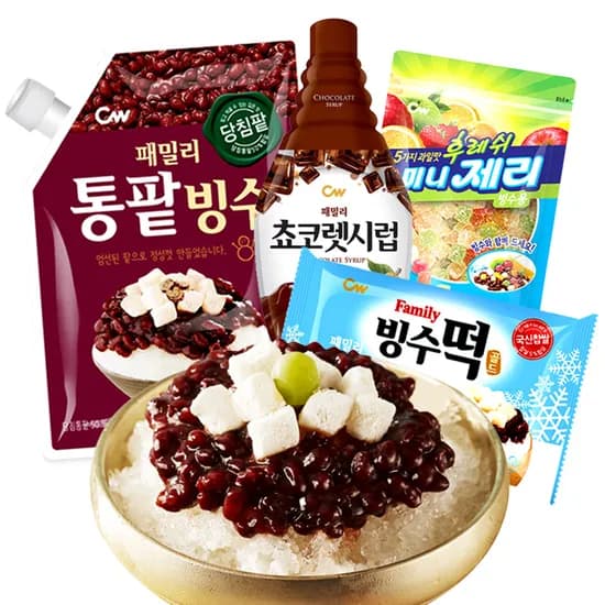 청우 팥빙수세트 (팥빙수 750g + 초코시럽 + 젤리 + 빙수떡) 외 다양 1개