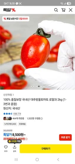 국내산 대추방울토마토 로얄 외 2kg 총 4개