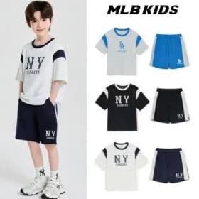 MLB키즈 바시티 배색 레터 로고 티셔츠 셋업 1개 47,090원