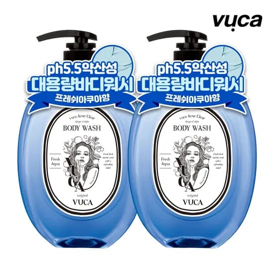 뷰카 1+1 여드름, 몸드름 완화 아크네 바디워시 1050ml 9,900원 무배