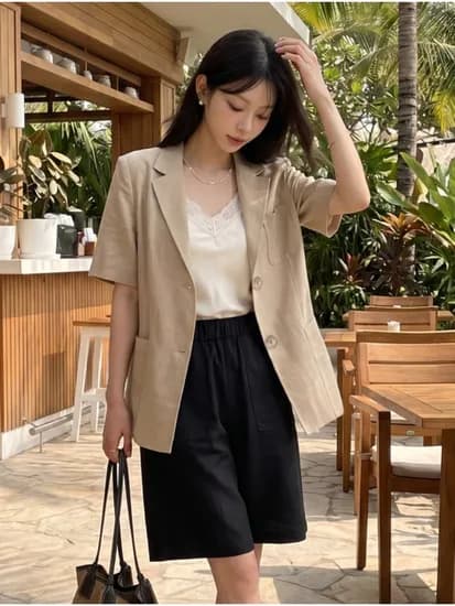 숲 린넨 블렌디드 반팔자켓 페이코 24,099원