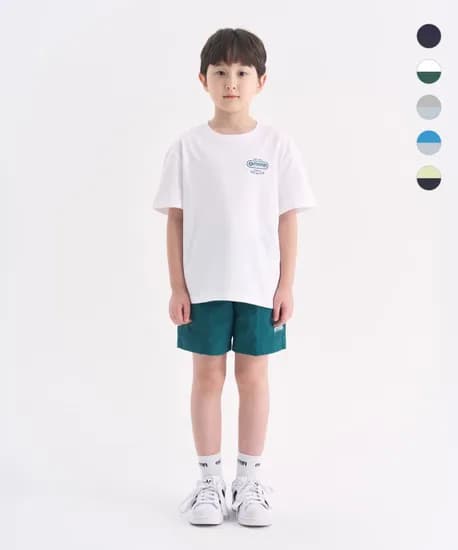 아웃도어프로덕츠키즈 에션셜 백그래픽 반팔티+우븐 포켓쇼츠 세트 35,100원