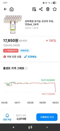 상하목장 유기농 코코아우유 24개
