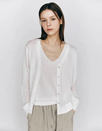 시어 브이넥 가디건 19,600원 무배