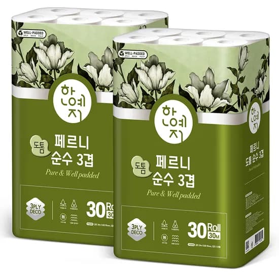 한예지 페르니 도톰 순수3겹30m 30롤2개 11900원