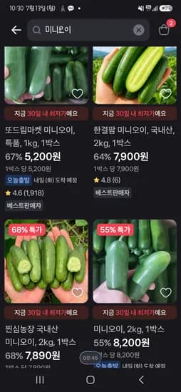 미니오이 2kg 7900원