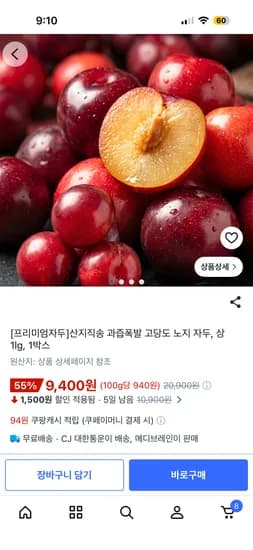 노지자두 1kg 9,400원