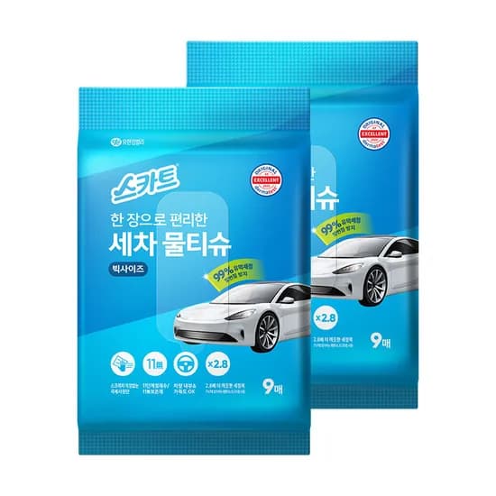 스카트 한 장으로 편리한 세차물티슈 9매 3팩/11,900원
