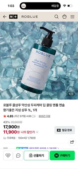 진짜 시원한 쿨 샴푸 1리터 11,900원 퍼퓸샴푸랑 트리트먼트도 있어요!