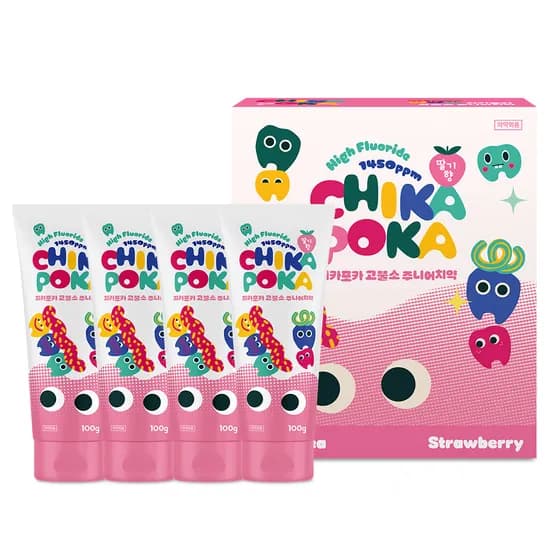 치카포카 고불소 주니어 치약, 딸기향, 100gx4개입 7,900원