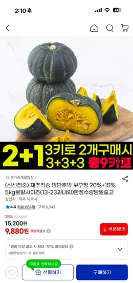 제주직송 밤단호박 보우짱 5kg 로얄사이즈(13-23과 내외) 당일출고 9,880원