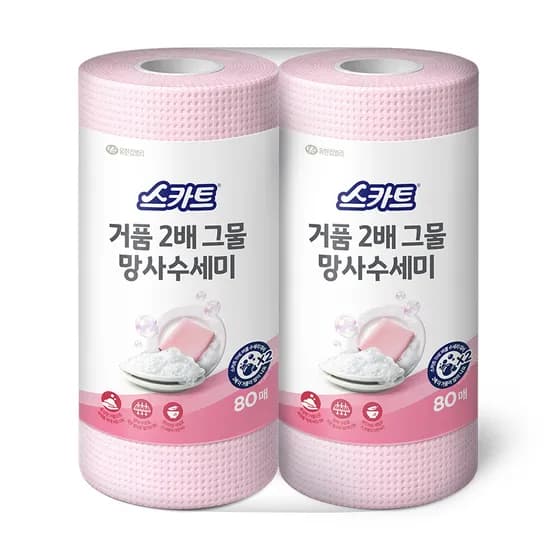 스카트 거품 2배 그물 망사 수세미 80매 2팩 8900원