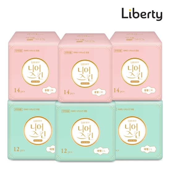 리버티 생리대 니어스킨 중형 14P 3팩+대형 12P 3팩 9,900원