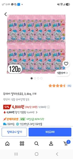 투데이 젤리스트로우, 2.4kg, 1개 4,800원