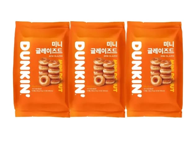던킨도넛 미니 글레이즈드, 15g, 10개, 3팩 9,000원 무배 초초핫딜