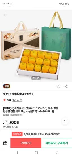 제주 황금향 대 특대과 선물세트 6~10수 2kg 27,900원