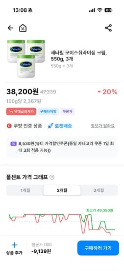 세타필 모이스춰라이징 크림 550g 3개 38,200원