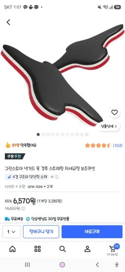 넥가드 목 경추 스트레칭 자세교정 보조쿠션 2개 6,570원