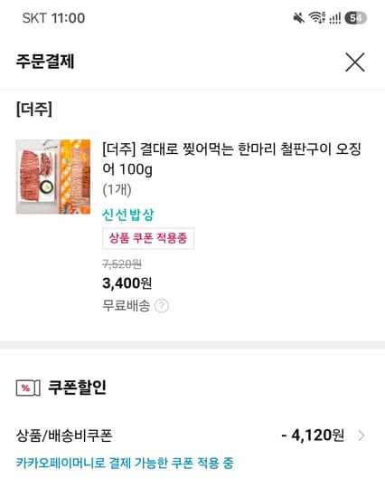 철판구이 오징어 100g