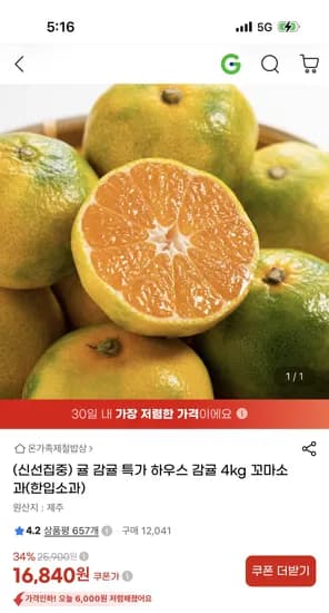 하우스 감귤 4kg 꼬마소과
