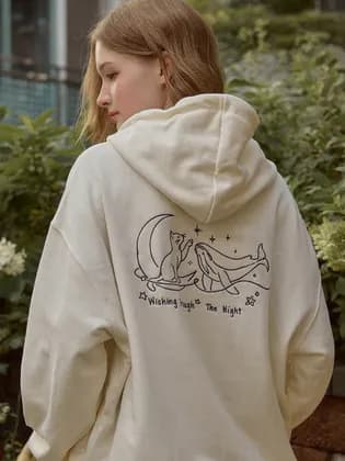 꼼파뇨 문 캣웨일 자수 후드집업 37,800원
