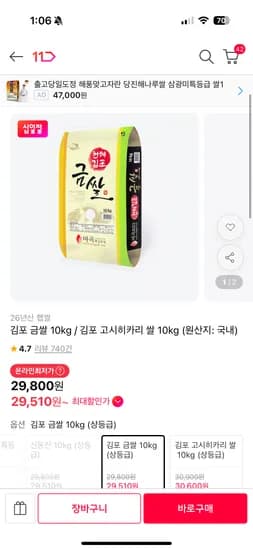 26년 햅쌀 김포 금쌀 10kg 외 1종