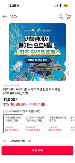 시화호 오션힐링 요트 체험(거북섬마리나) 11,000원!