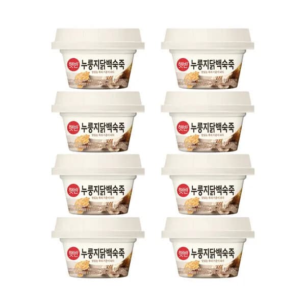 CJ 햇반 국산쌀 누룽지닭백숙죽 267g 8개 12,900원