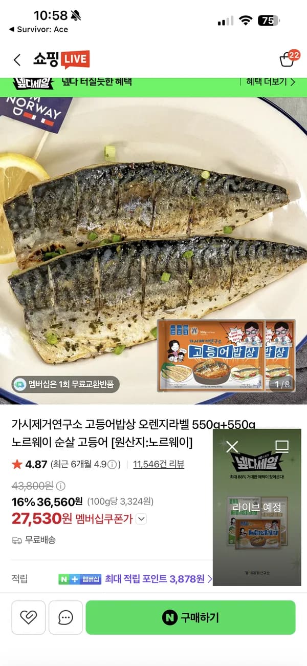 가시제거연구소 고등어밥상 오렌지라벨 550g+550g 노르웨이 순살 고등어