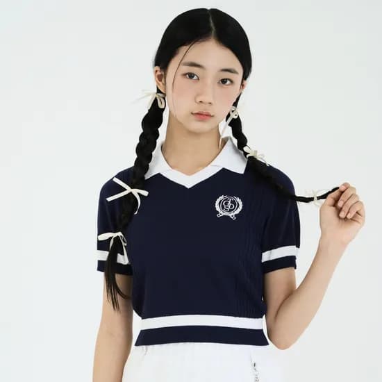 더데이걸 걸리쉬 카라 반팔 스웨터 TGKA24402