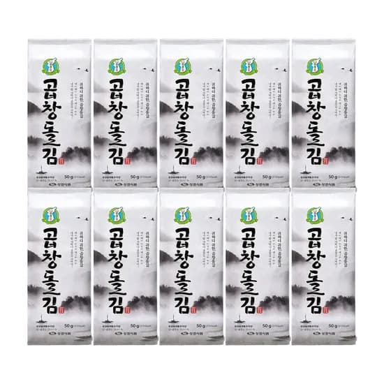 지도표 성경김 곱창김 곱창돌김 도시락 조미 식탁김 50g, 10개