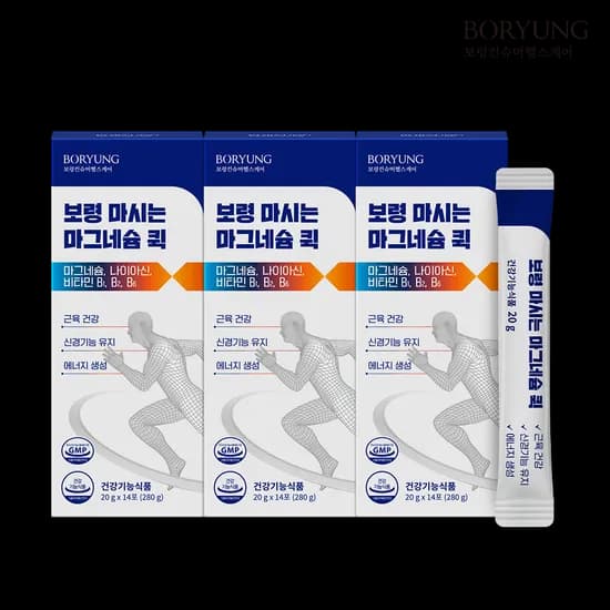 보령 마시는 마그네슘 퀵 액상 글루콘산 마그네슘 비타민B 나이아신 14포, 3개