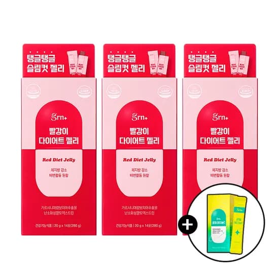 GRN 빨강이 다이어트 젤리 탄수화물컷팅제 가르시니아 쾌변 식이섬유 14포, 3개