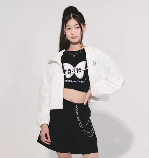 더데이걸 트임소매 테이프 반팔 TGRA24406