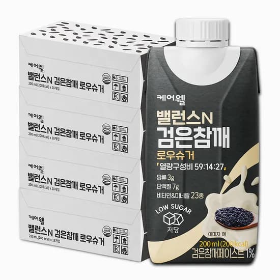 케어웰 밸런스N 검은참깨 식사대용 균형 영양식 영양음료 200ml 72개