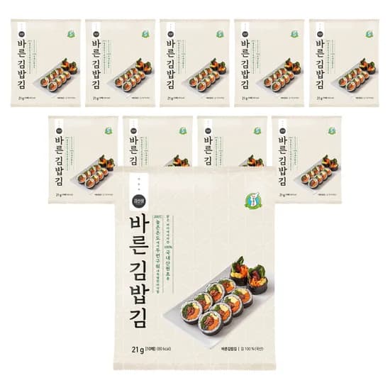 지도표 성경김 바르다김선생 김밥김 두번구운 김밥용김 21g 10개