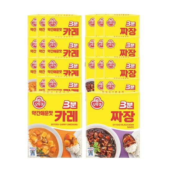 오뚜기 3분카레 약간매운맛/매운맛/순한맛/3분짜장/사천짜장/하이라이스/미트볼/햄버그스테이크/제육덮밥/김치참치덮밥 총 24개