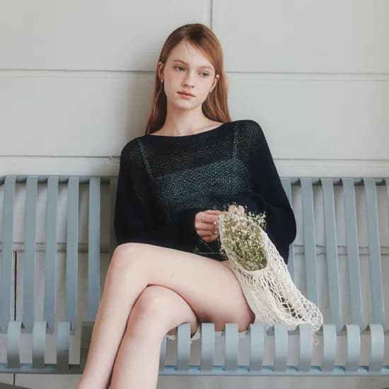 보트넥 린넨 스웨터 BOAT NECK LINEN SWEATER / LIGHT BEIGE