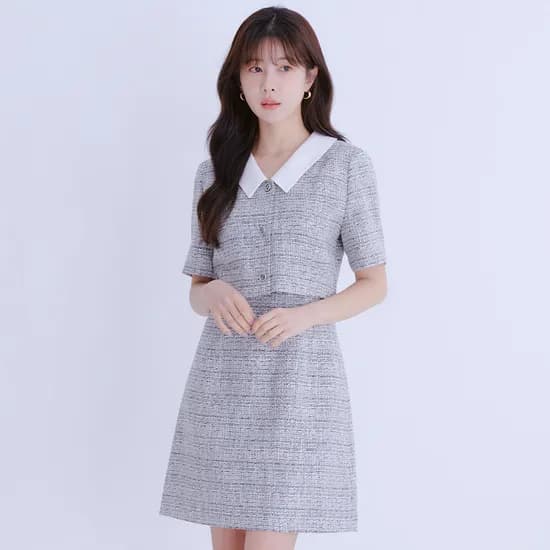 로엠 카라 트위드 2in1 원피스 RMOWE25R17