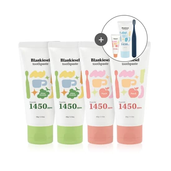 블랑키즐 치약 1450ppm 고불소 샤인머스캣향 복숭아향 2단계 2+2 60g