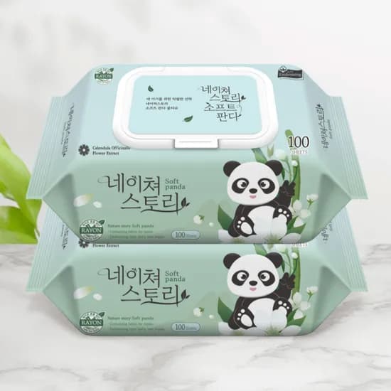 네이쳐스토리 소프트판다 대용량 아기물티슈 엠보싱 캡형 100매, 20개