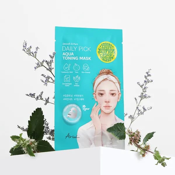 아리얼 스무스 앤 퓨어 데일리 픽 아쿠아 토닝 마스크 5,500원
