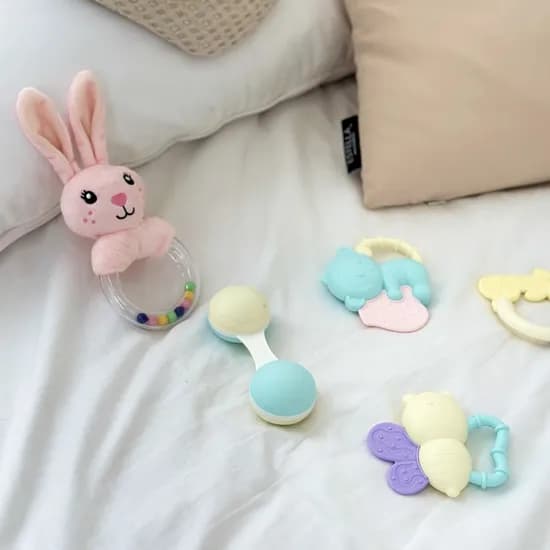 빌랑 아기 딸랑이 치발기 장난감 세트 신생아 백일 선물