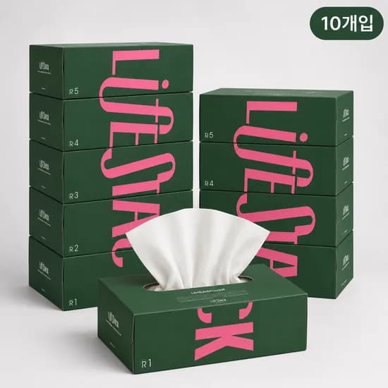 세로고침 라이프스택 SPLIT 3겹 로션 미용티슈 각티슈 120매 10개