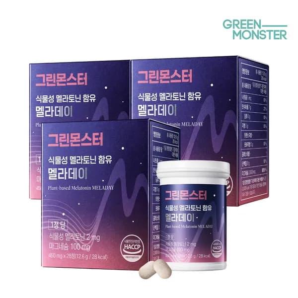 그린몬스터 식물성 멜라토닌 함유 멜라데이 2mg 28정 3개