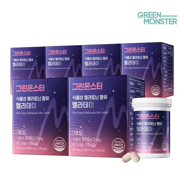 그린몬스터 식물성 멜라토닌 함유 멜라데이 2mg 28정, 6개