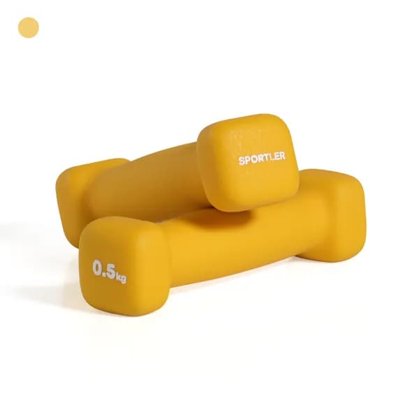 스포틀러 네오프렌 미용 아령 상체 근력 운동 사각 홈트 덤벨 무게별 세트 0.5kg, 2개