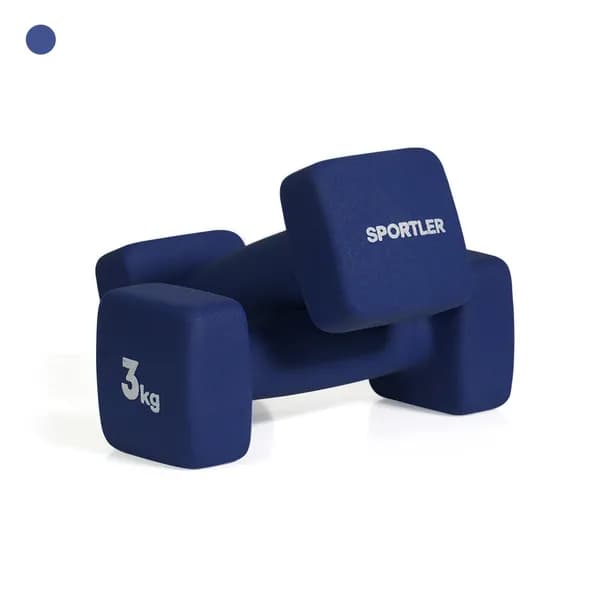 스포틀러 네오프렌 미용 아령 상체 근력 운동 사각 홈트 덤벨 무게별 세트 3kg, 2개