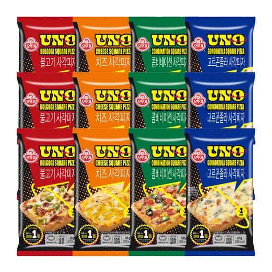 오뚜기 UNO 사각피자 콤비네이션 3개+치즈 3개+불고기 3개+고르곤졸라 3개 외 10종