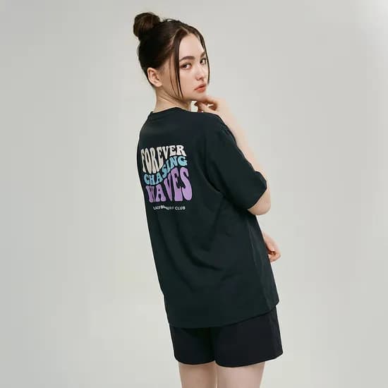 여성 루즈핏 래쉬가드 반팔 반바지 상하세트 빅사이즈 비치웨어 하이쿨링 블랙